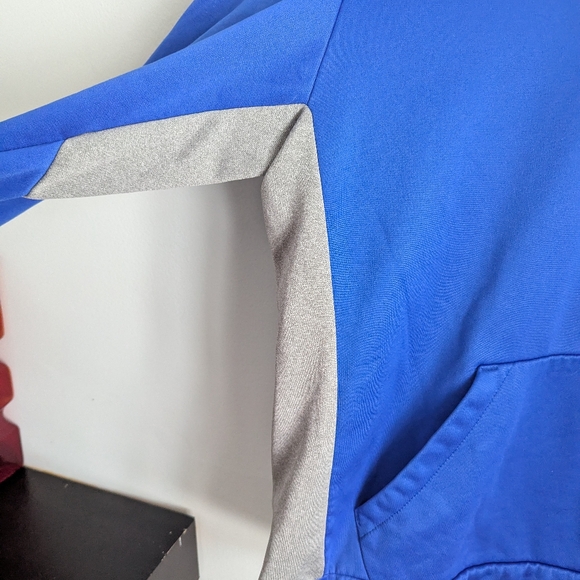 Nike Mens Medium Therma Fit Blue Grey Drawstring Hoodie Jacket Pullover Athletic - Picture 3 of 9